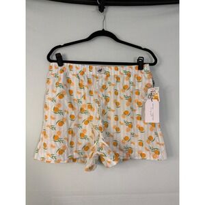 Better Together Pajama Shorts Womens Large Blue Orange Citrus Striped New LW8085